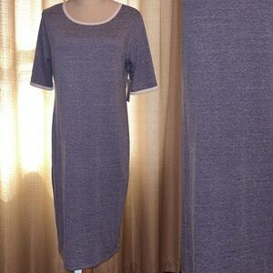 LuLaRoe Julia Heathered Blue with White Trim Dress Womens Large New With Tags